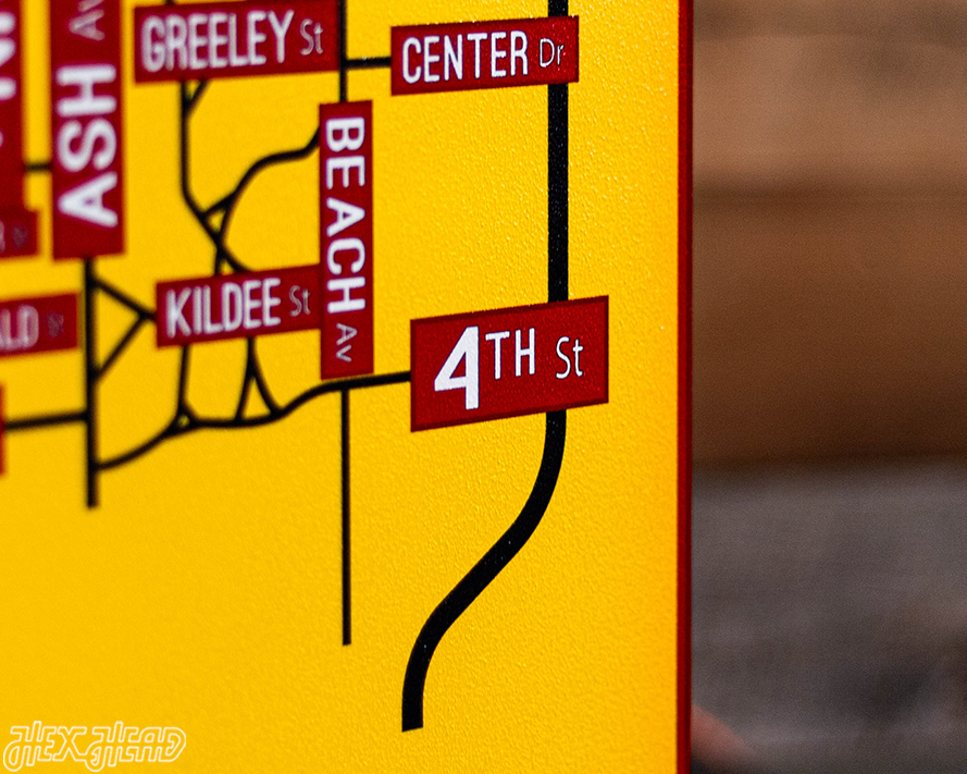 Ames, Iowa School Street Poster Single Layer Metal Wall Art