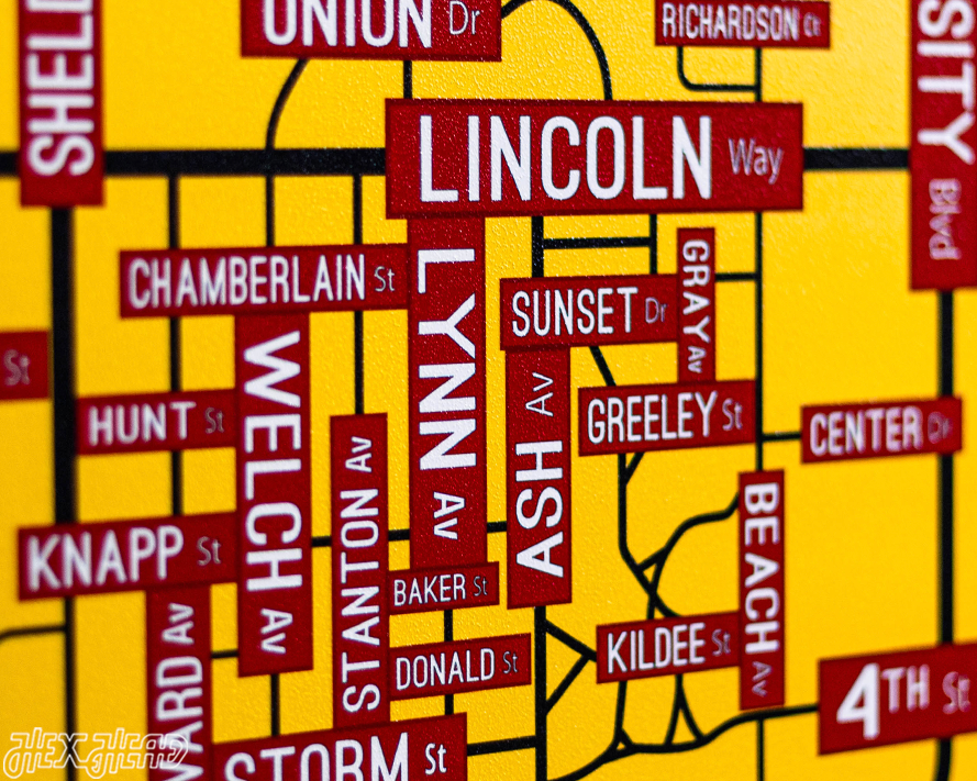 Ames, Iowa School Street Poster Single Layer Metal Wall Art