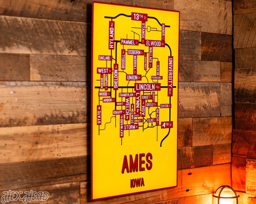 Ames, Iowa School Street Poster Single Layer Metal Wall Art