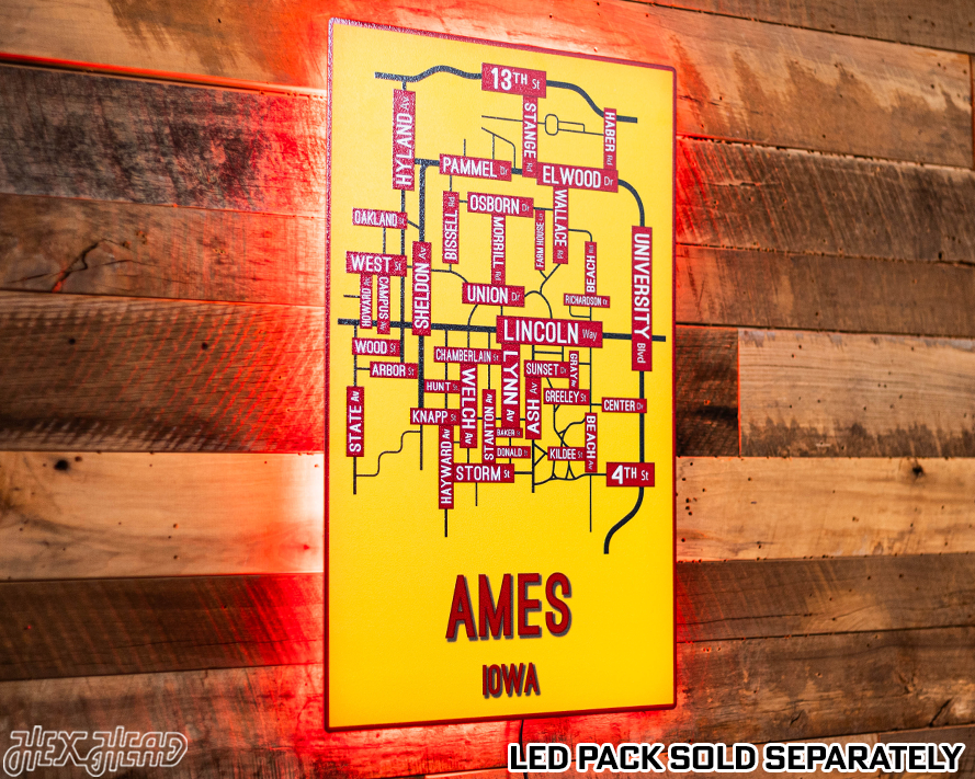 Ames, Iowa School Street Poster Single Layer Metal Wall Art