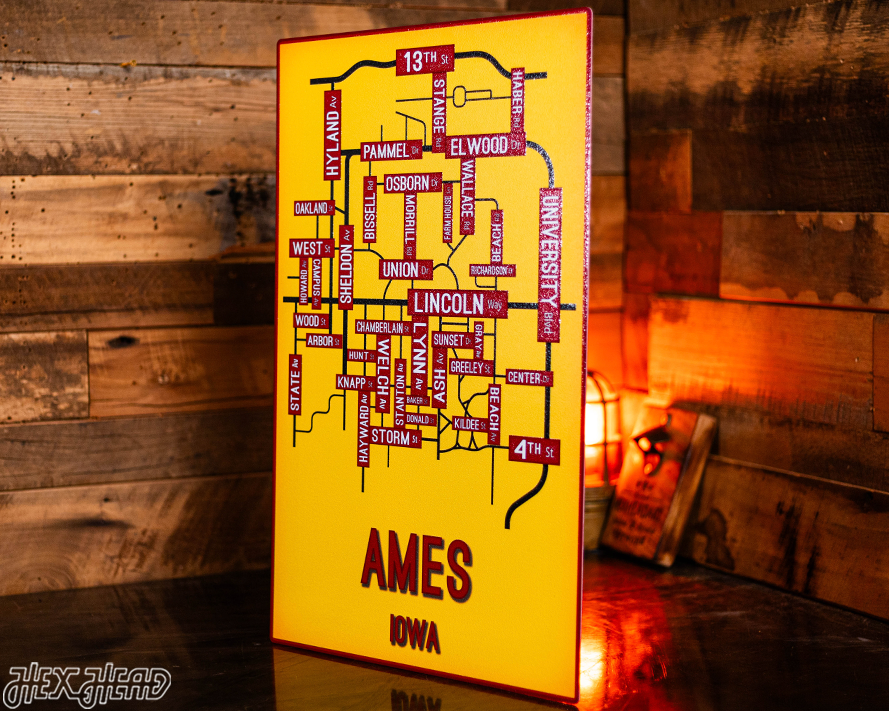 Ames, Iowa School Street Poster Single Layer Metal Wall Art