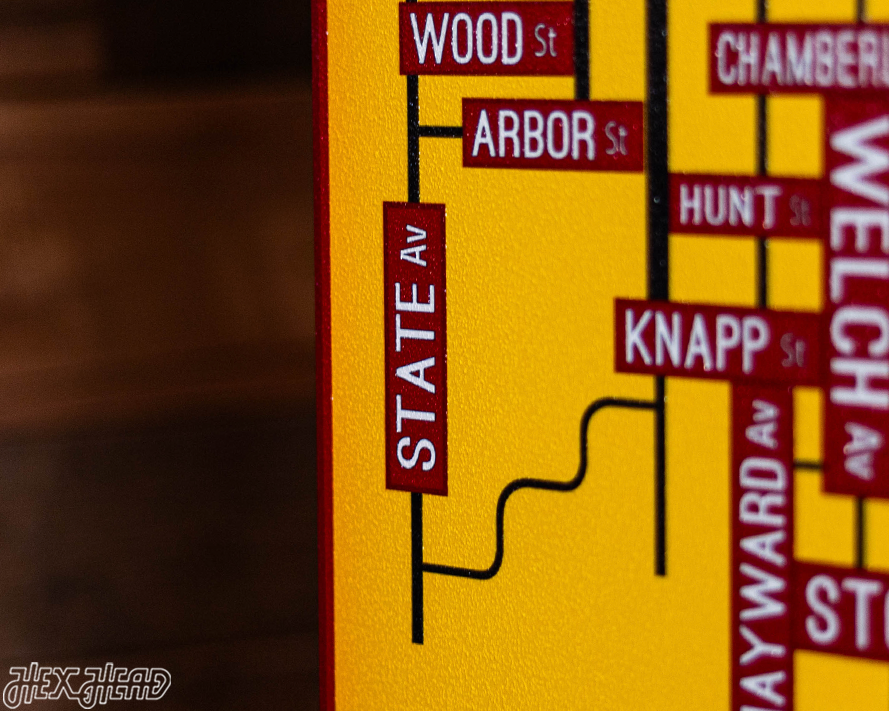 Ames, Iowa School Street Poster Single Layer Metal Wall Art