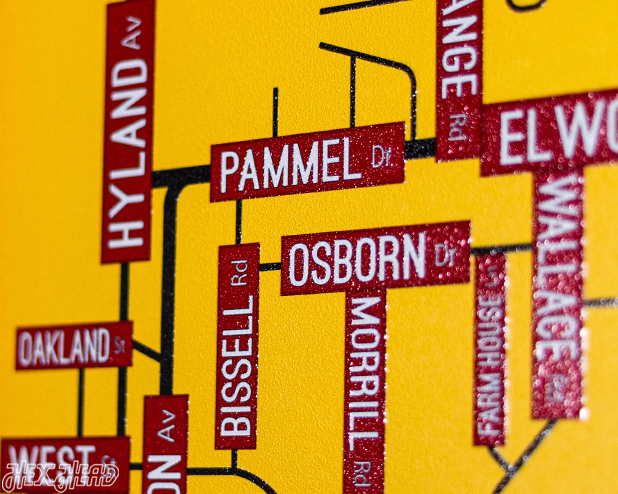 Ames, Iowa School Street Poster Single Layer Metal Wall Art