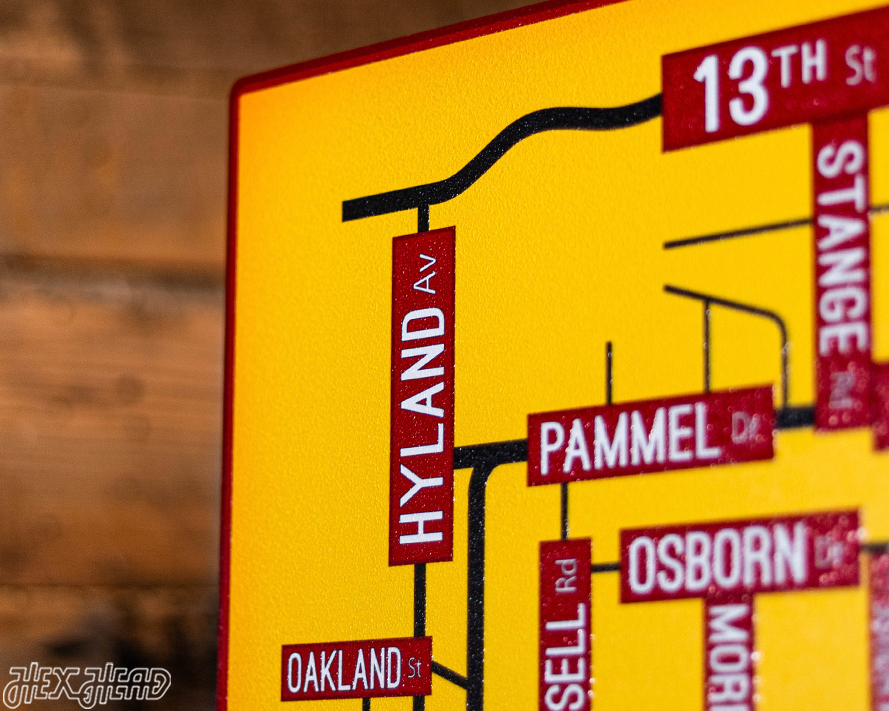 Ames, Iowa School Street Poster Single Layer Metal Wall Art