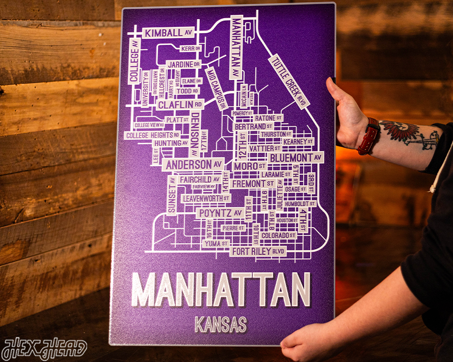 Manhattan, Kansas School Street Poster Single Layer Metal Wall Art