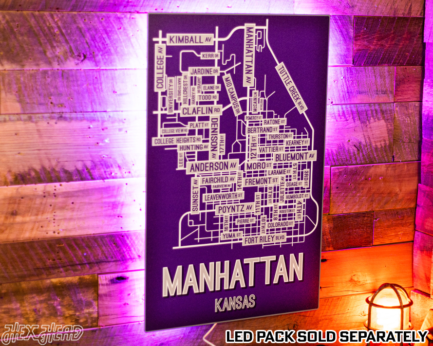 Manhattan, Kansas School Street Poster Single Layer Metal Wall Art