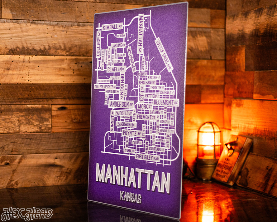 Manhattan, Kansas School Street Poster Single Layer Metal Wall Art