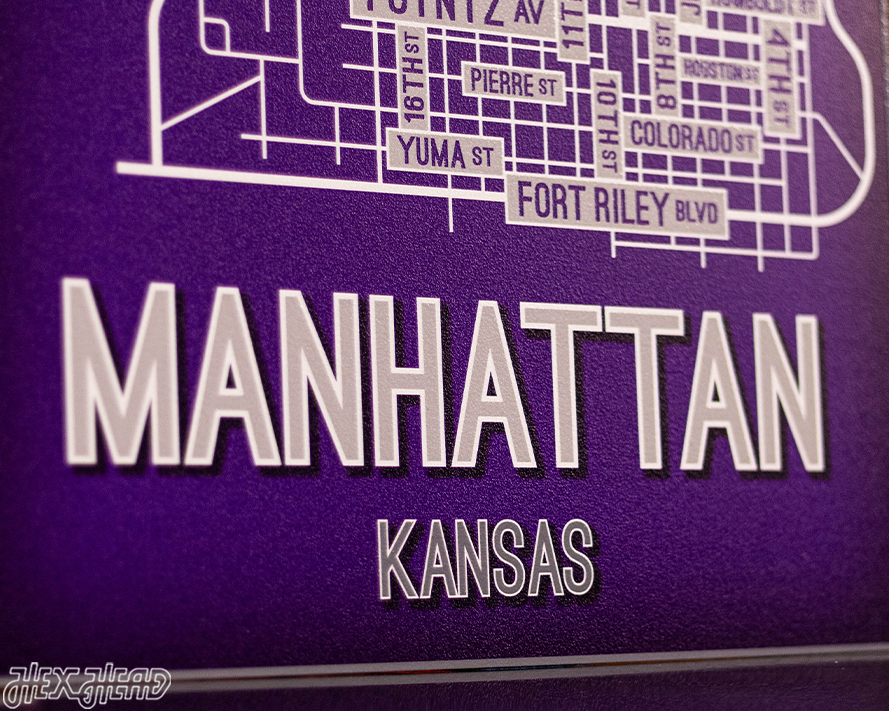 Manhattan, Kansas School Street Poster Single Layer Metal Wall Art