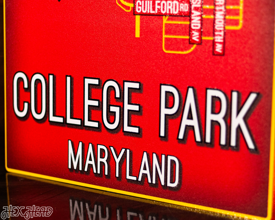 College Park, Maryland School Street Poster Single Layer Metal Wall Art