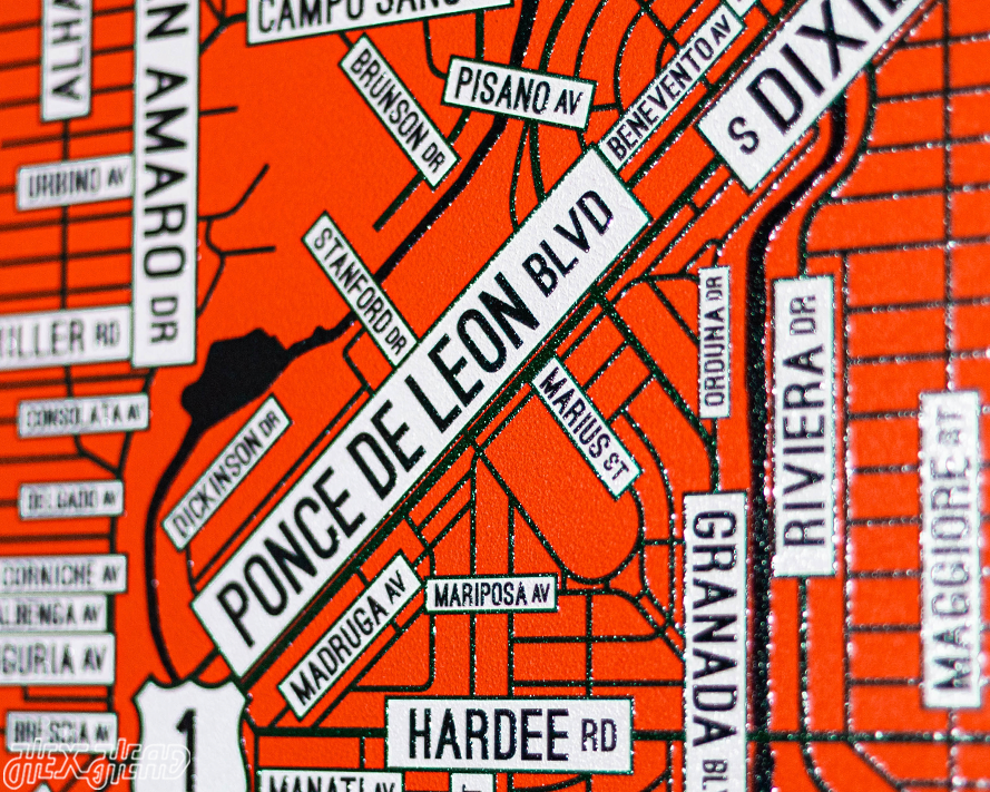 Coral Gables, Florida School Street Poster Single Layer Metal Wall Art