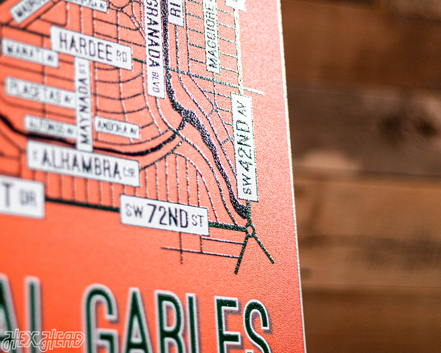 Coral Gables, Florida School Street Poster Single Layer Metal Wall Art