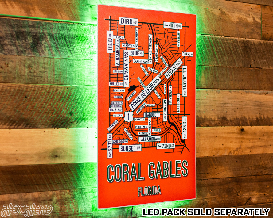Coral Gables, Florida School Street Poster Single Layer Metal Wall Art