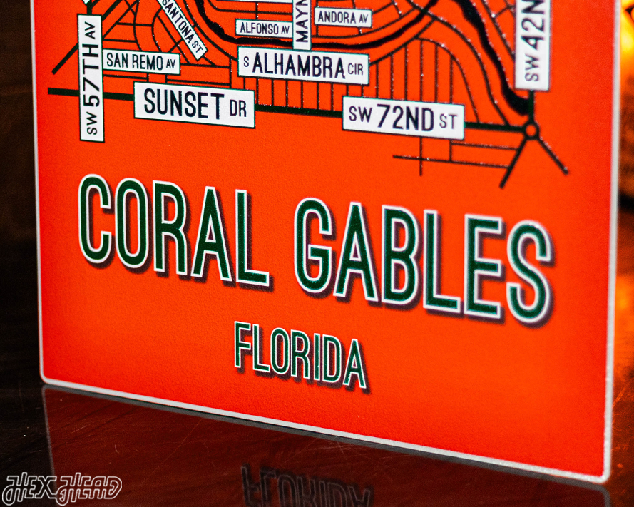 Coral Gables, Florida School Street Poster Single Layer Metal Wall Art