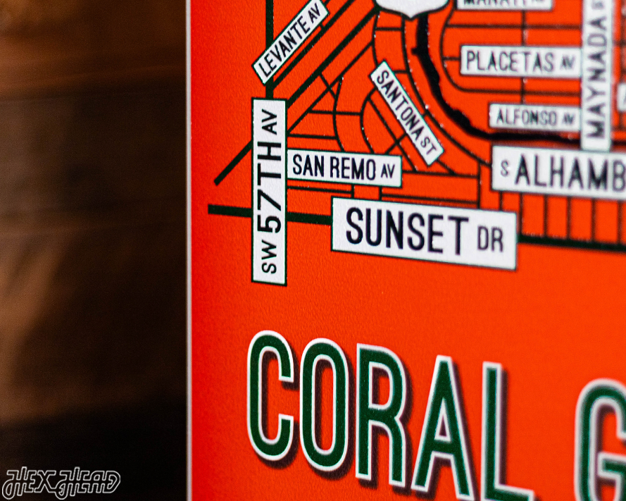 Coral Gables, Florida School Street Poster Single Layer Metal Wall Art