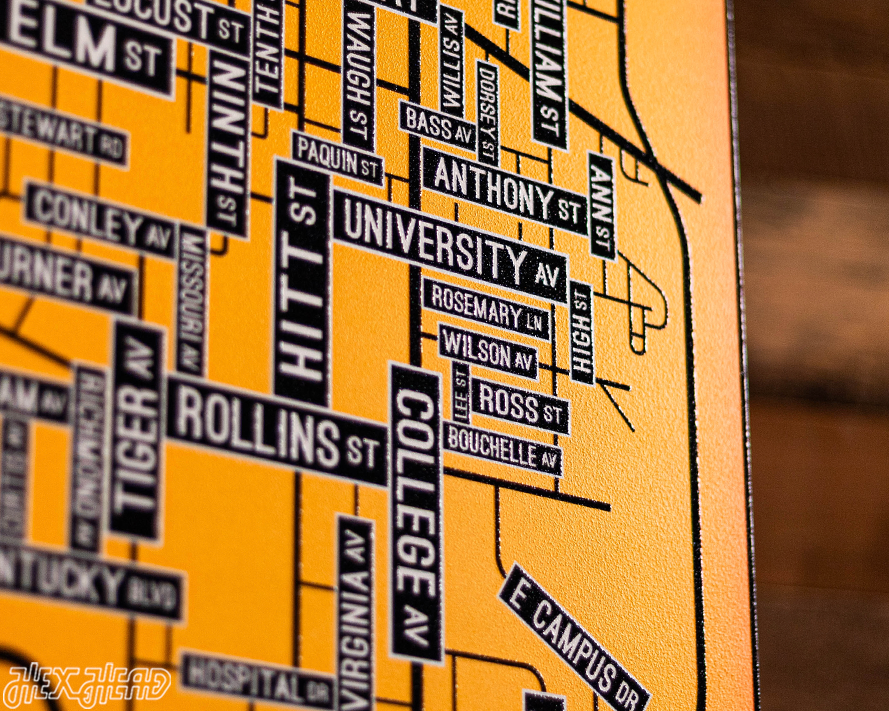 Columbia, Missouri School Street Poster Single Layer Metal Wall Art
