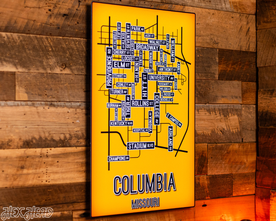 Columbia, Missouri School Street Poster Single Layer Metal Wall Art