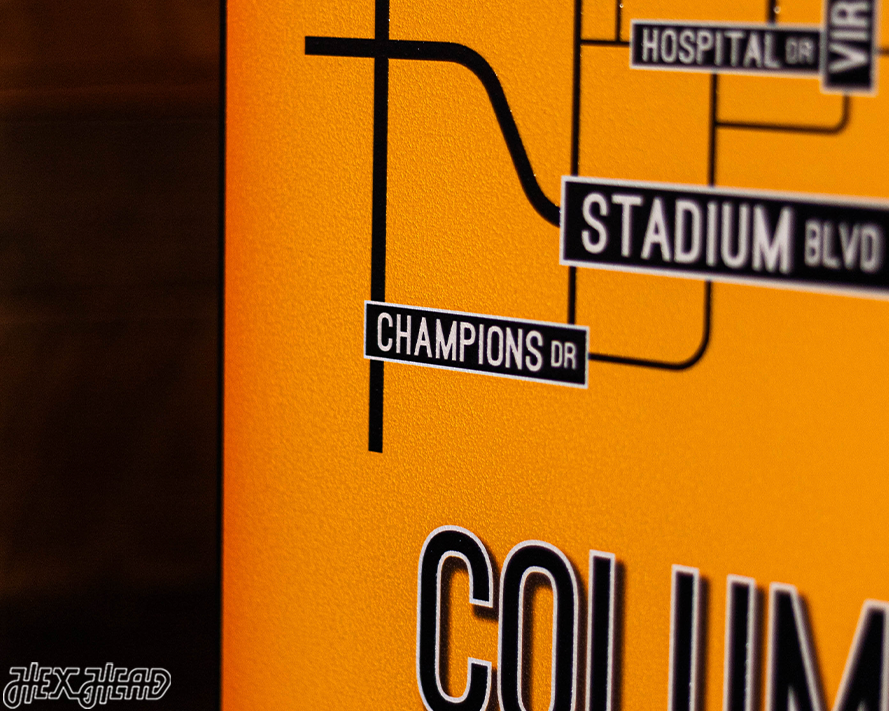Columbia, Missouri School Street Poster Single Layer Metal Wall Art