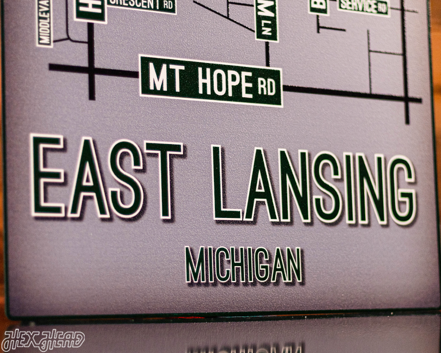 East Lansing, Michigan School Street Poster Single Layer Metal Wall Art