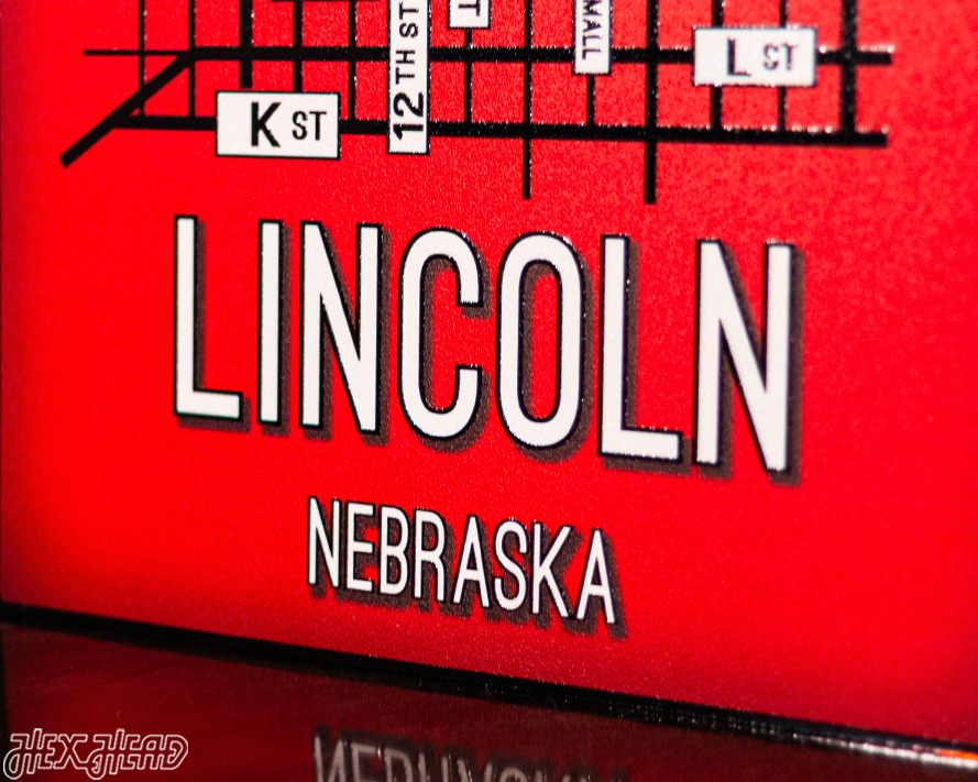 Lincoln, Nebraska School Street Poster Single Layer Metal Wall Art