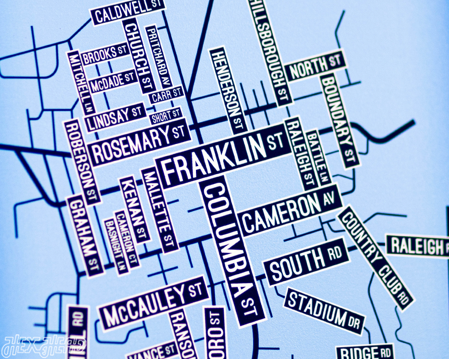 Chapel Hill, North Carolina School Street Poster Single Layer Metal Wall Art