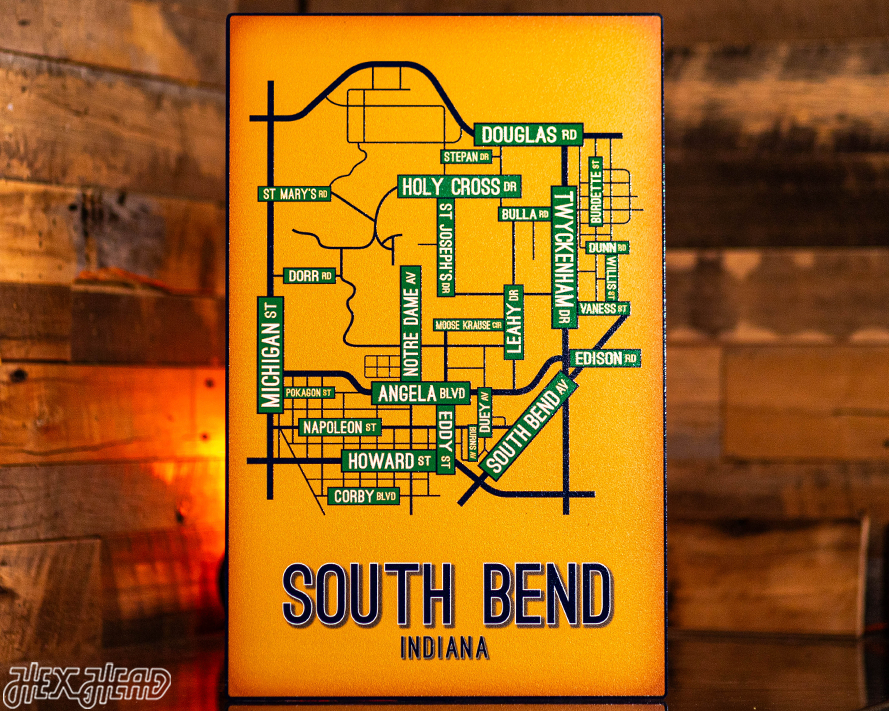South Bend, Indiana School Street Poster Single Layer Metal Wall Art