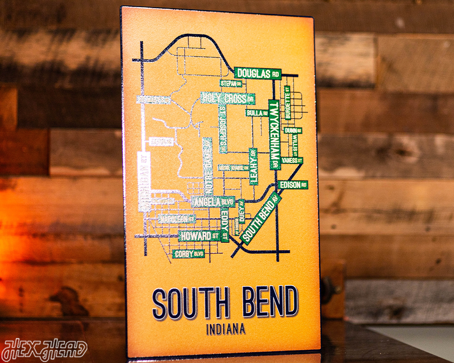 South Bend, Indiana School Street Poster Single Layer Metal Wall Art