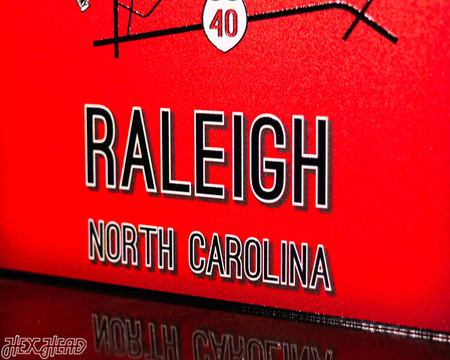 Raleigh, North Carolina School Street Poster Single Layer Metal Wall Art