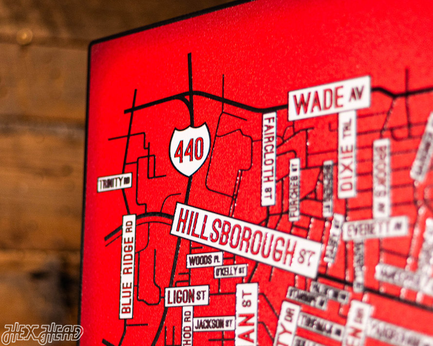 Raleigh, North Carolina School Street Poster Single Layer Metal Wall Art