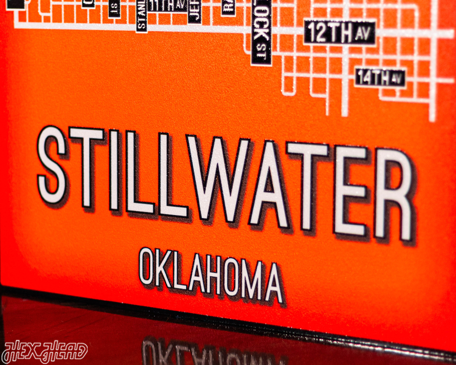 Stillwater, Oklahoma School Street Poster Single Layer Metal Wall Art