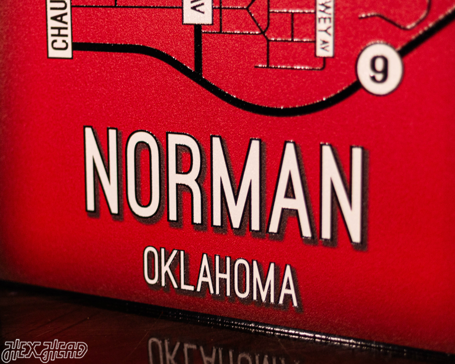 Norman, Oklahoma School Street Poster Single Layer Metal Wall Art