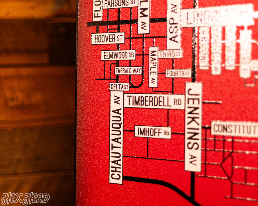 Norman, Oklahoma School Street Poster Single Layer Metal Wall Art