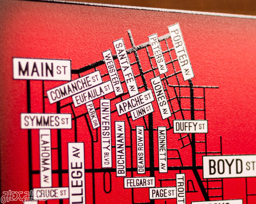 Norman, Oklahoma School Street Poster Single Layer Metal Wall Art