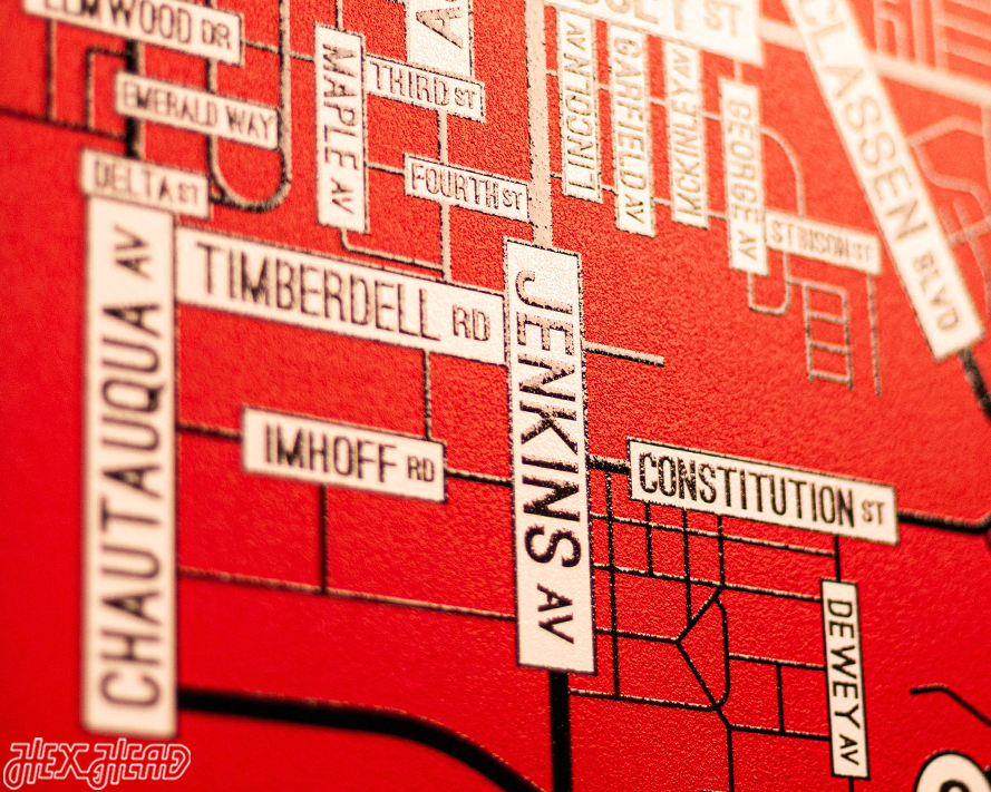 Norman, Oklahoma School Street Poster Single Layer Metal Wall Art