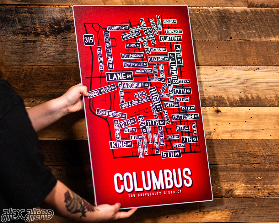 Columbus, Ohio School Street Poster Single Layer Metal Wall Art