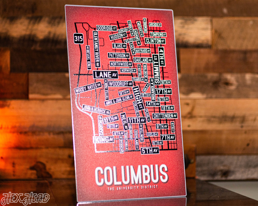 Columbus, Ohio School Street Poster Single Layer Metal Wall Art
