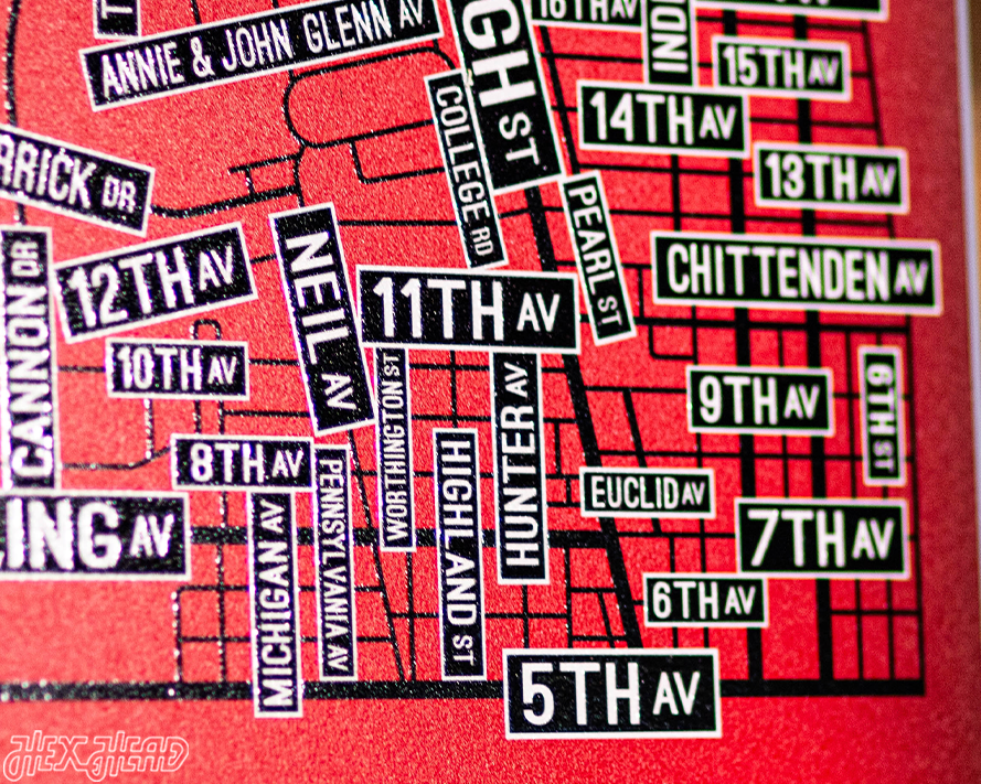 Columbus, Ohio School Street Poster Single Layer Metal Wall Art