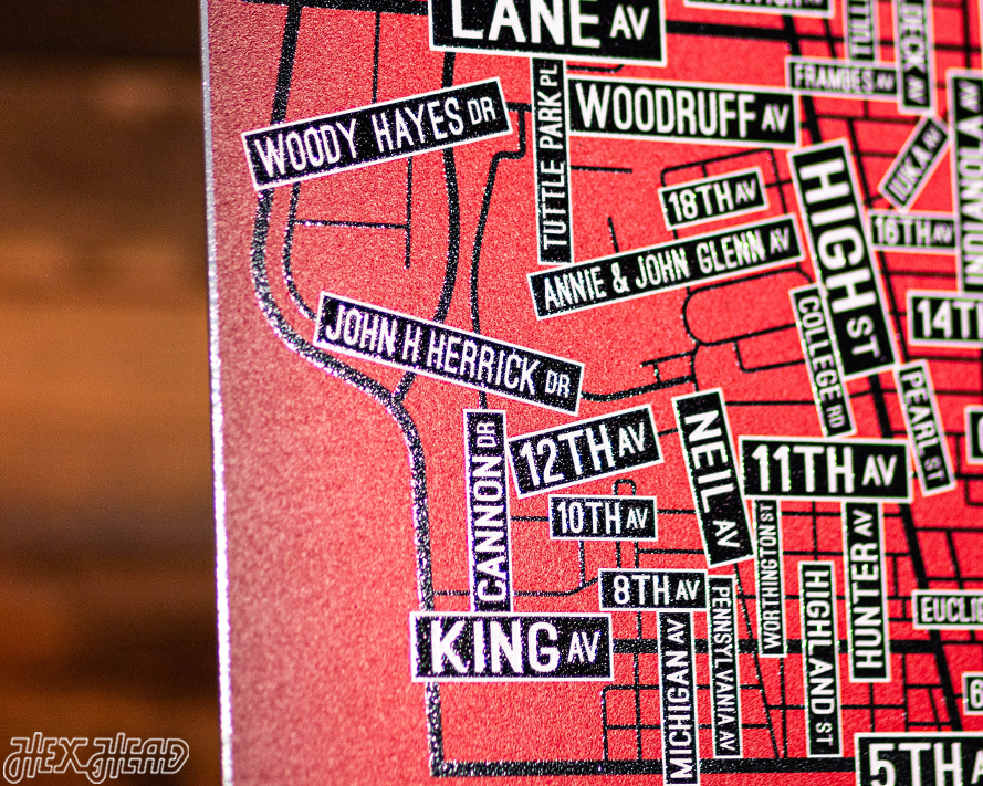 Columbus, Ohio School Street Poster Single Layer Metal Wall Art