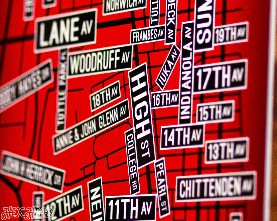 Columbus, Ohio School Street Poster Single Layer Metal Wall Art