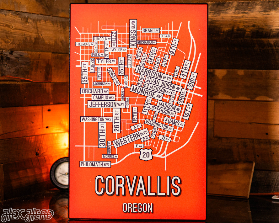 Corvallis, Oregon School Street Poster Single Layer Metal Wall Art