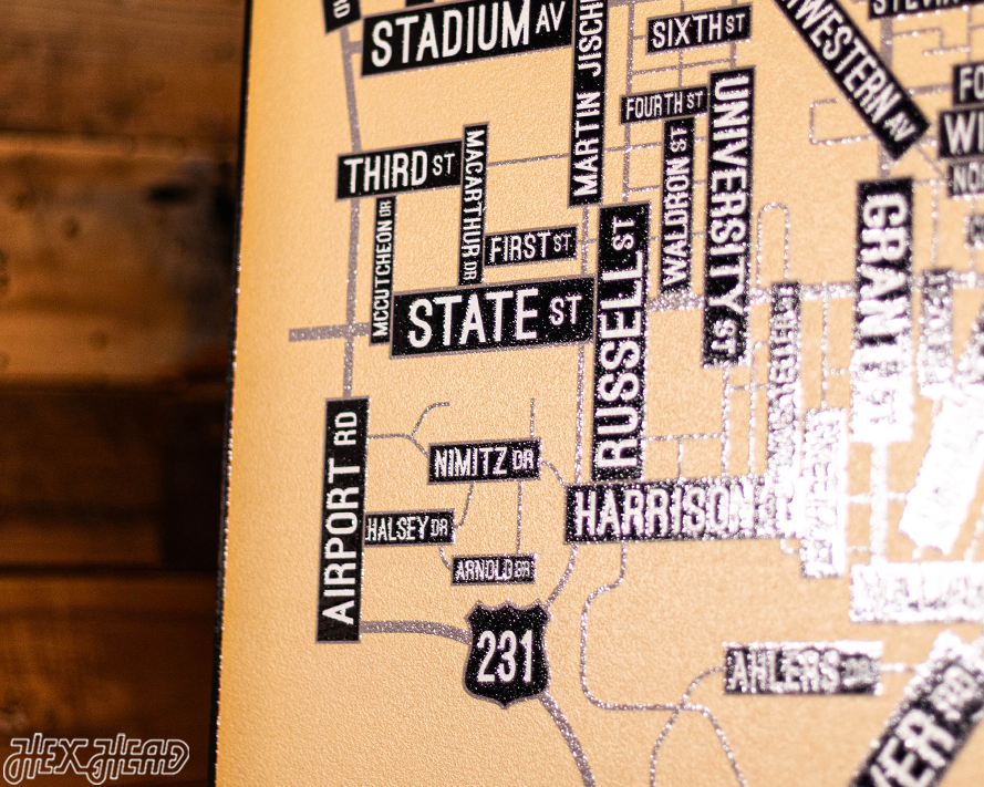 West Lafayette, Indiana School Street Poster Single Layer Metal Wall Art