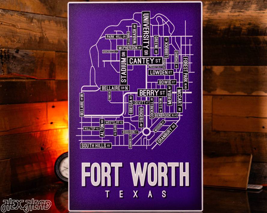 Fort Worth, Texas School Street Poster Single Layer Metal Wall Art