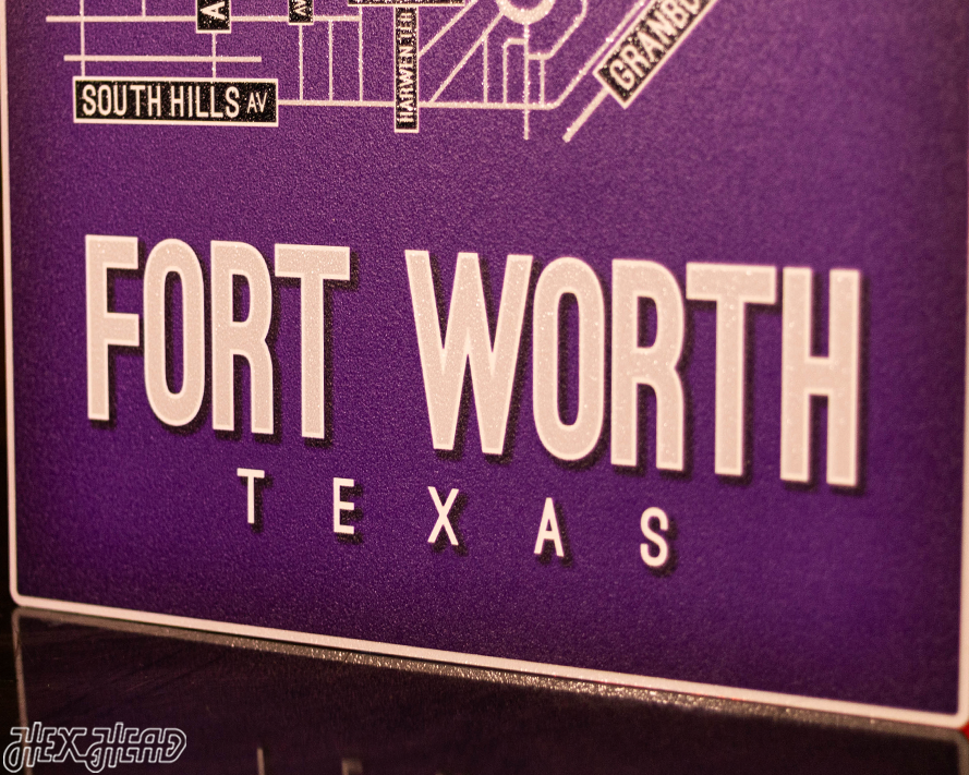 Fort Worth, Texas School Street Poster Single Layer Metal Wall Art