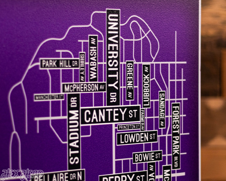 Fort Worth, Texas School Street Poster Single Layer Metal Wall Art