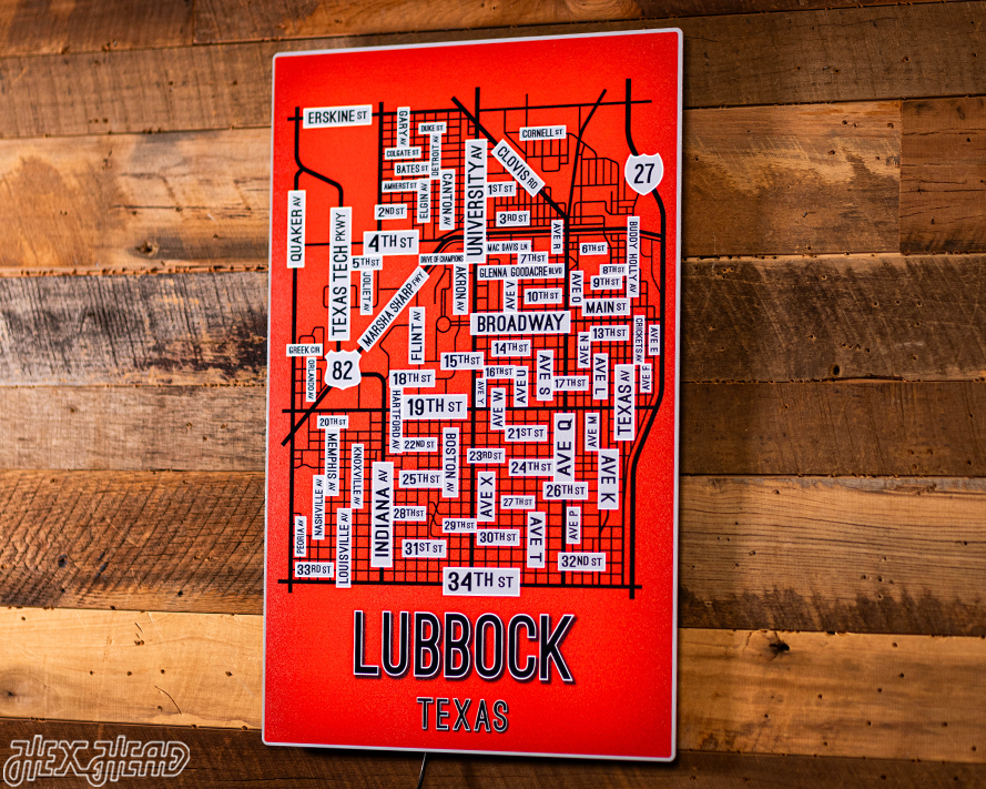 Lubbock, Texas School Street Poster Single Layer Metal Wall Art