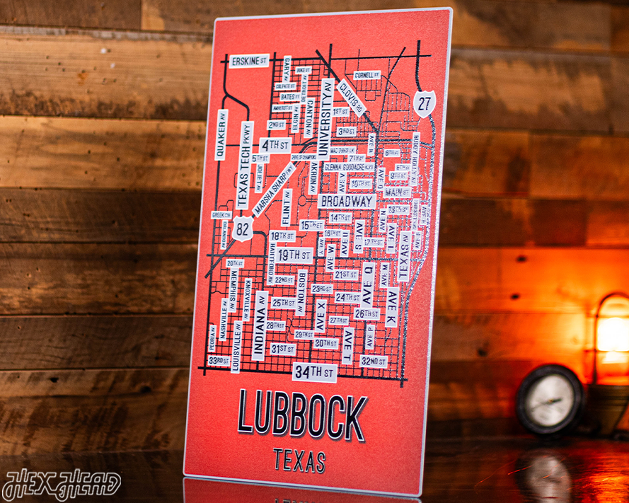 Lubbock, Texas School Street Poster Single Layer Metal Wall Art