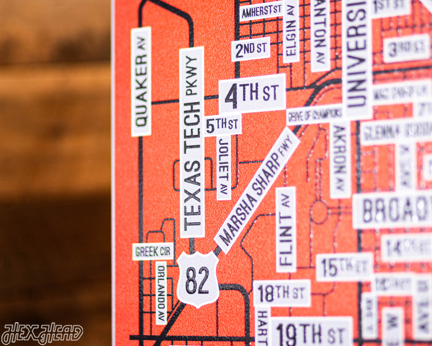 Lubbock, Texas School Street Poster Single Layer Metal Wall Art