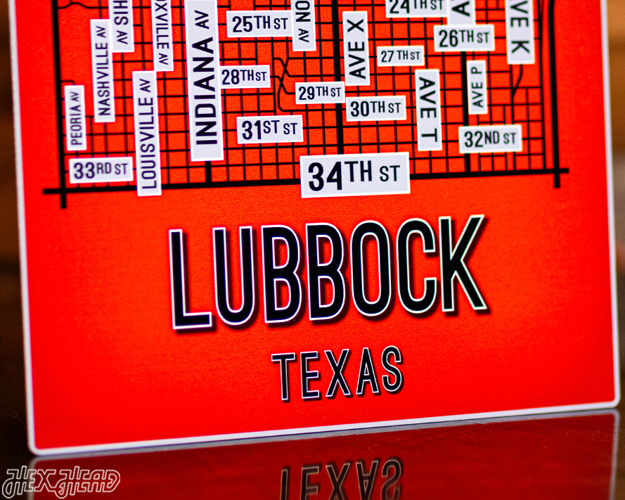 Lubbock, Texas School Street Poster Single Layer Metal Wall Art