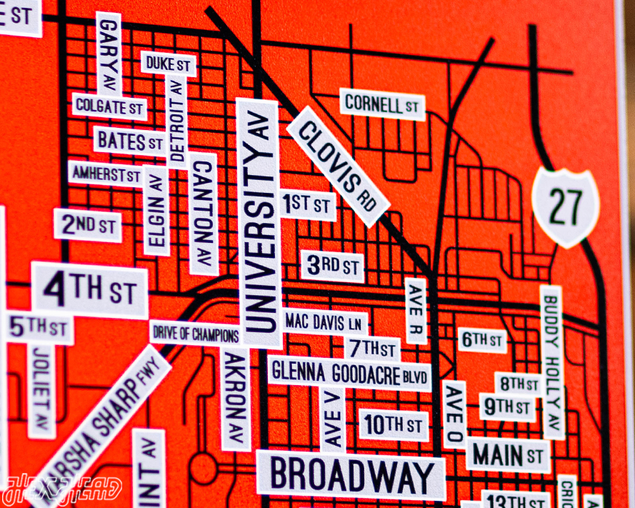 Lubbock, Texas School Street Poster Single Layer Metal Wall Art