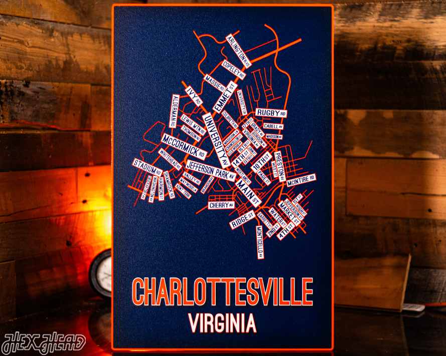 Charlottesville, Virginia School Street Poster Single Layer Metal Wall Art