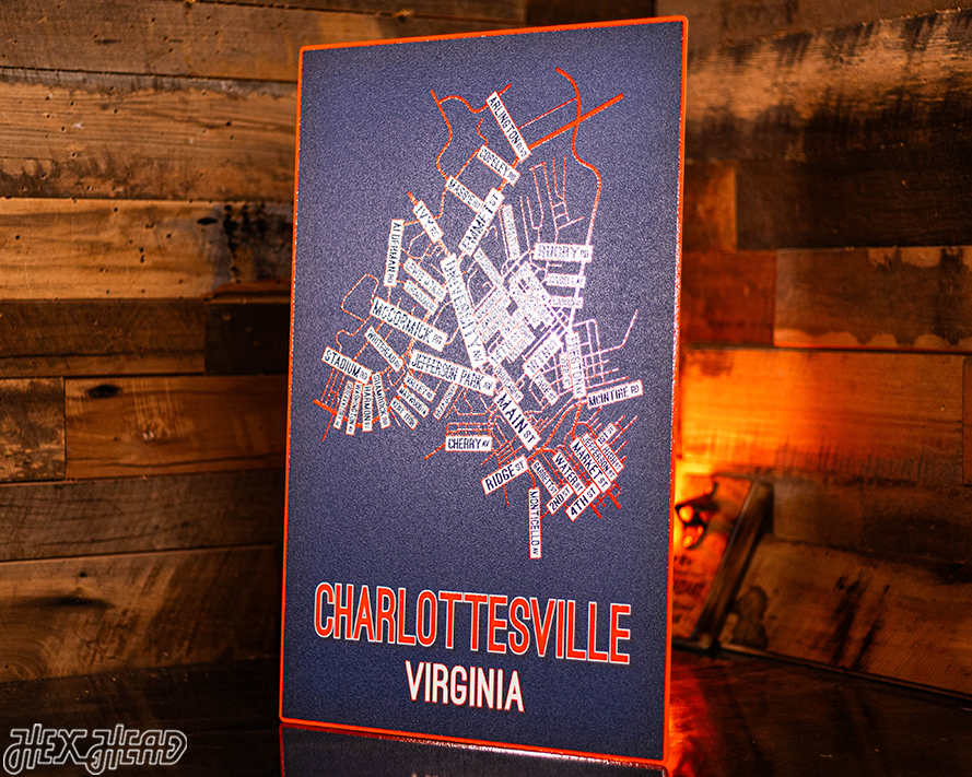 Charlottesville, Virginia School Street Poster Single Layer Metal Wall Art